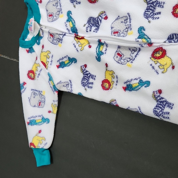 Vintage 1990s Small Steps One Piece Footsie Pajamas Zoo Animals 2T - Picture 3 of 11